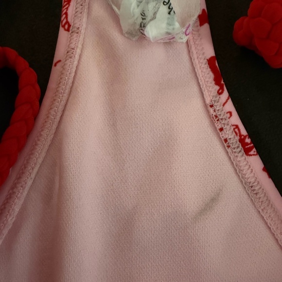 Shade & Shore NWT (THERE ARE SOME FLAWS) Pink Bikini Bottom Red Tie Sides - Picture 6 of 6